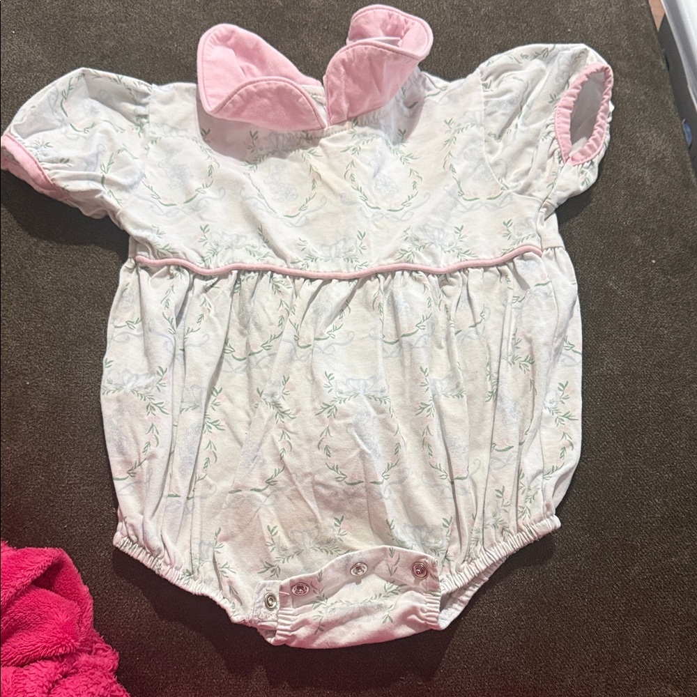 Floral Baby Romper with Pink Accents